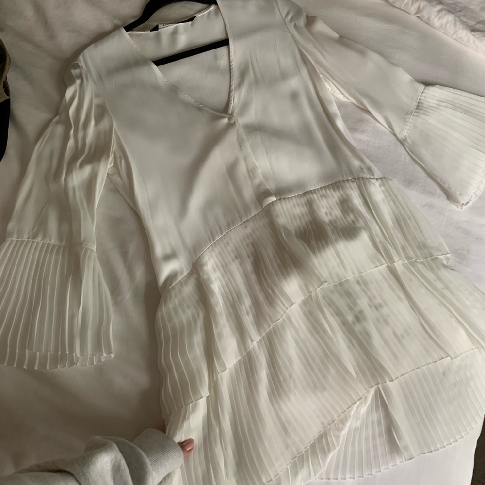 Pleaded White Dress